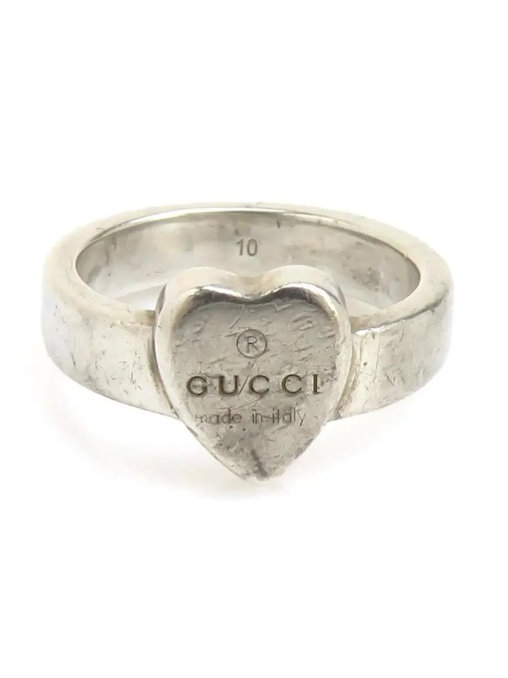 Auth Gucci Heart Motif Ring Silver #302756G10B